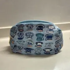 ティーカップ柄 ポーチ 水色