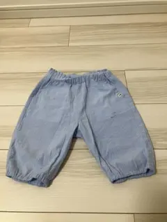 moimoln キッズ ハーフパンツ 水色と白のストライプ 100cm