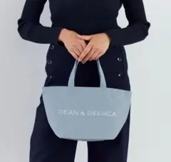 DEAN＆DELUCA♪レアロゴラメ入り　内ポケ付　トートバッグ　Sアイスブルー