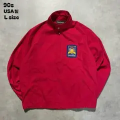 90sUSA製Sportmasterナイロンジャケット刺繍ワッペン赤Lサイズ短丈