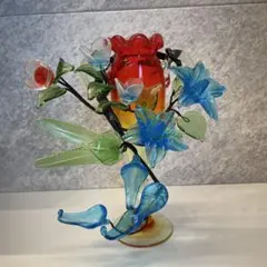 青色ハンドペイント陶器花瓶 中型 - メルカリ