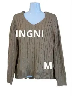 INGNI ベージュ Vネック ケーブル編み ニットセーター Mサイズ