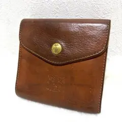 イルビゾンテ　三つ折り　財布　レザー　ダブルフラップ　本革　ブラウン　キャメル