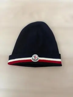 MONCLER ニット帽 ビーニー トリコロール グレー - メルカリ