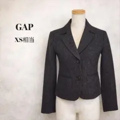 GAP ギャップ 黒 ツイード テーラードジャケット 異素材切替 美シルエット
