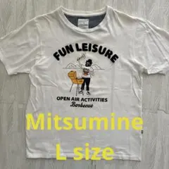 Mitsumineミツミネ 半袖Tシャツ L ホワイト 刺繍 BBQ シミありのサムネイル