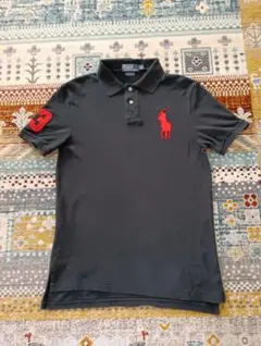 sale★Polo by Ralph Lauren 黒ポロシャツ 3の刺繍