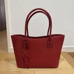 【新品未使用】赤いストライプトートバッグ