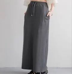 ローリーズファーム　カットリブタイトスカート　チャコールグレー　フリーサイズ