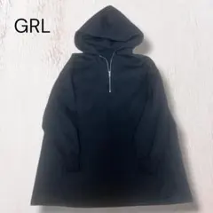 GRL グレイル ハーフジップ パーカー ブラック 長袖のサムネイル