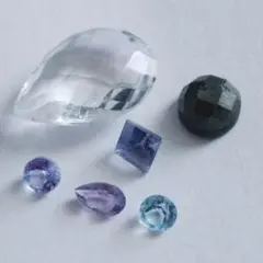 天然石6石セット アイオライト アメジスト タンザ トパーズ パイライト 水晶