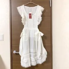 PINKHOUSEピンクハウス☆ レース使いフリルタブリエ　エプロンドレス