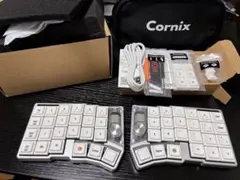 [新品未使用] Cornix LP シルバー 分割無線キーボード ポーチ付き Cornix LP 無線 分割キーボード アルミ筐体 Bluetooth対応 ロー
