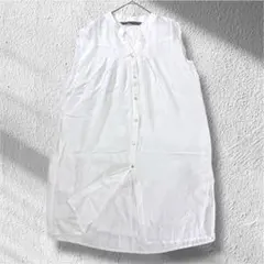 ZARA シアーシャツ　M 白　とろみ　チュニック　きれいめ　ノースリーブ　春夏