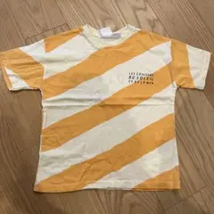 ZARA Kids のイエローとホワイトの斜めストライプ柄Tシャツ120