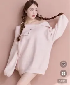 ワンアフターアナザー ナイスクラップ　オフショルニットミニワンピース