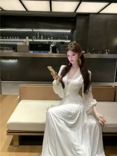 大人気ロングドレス❤️お呼ばれデート結婚式パーティースタイルアップ効果！