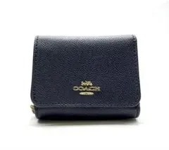 美品✨ネイビー レザー 三つ折り財布「coach」