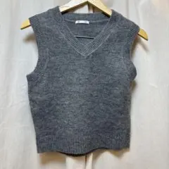 パフニット2ピースカーディガン　ベストのみ　グレー