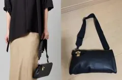 ORSETTO オルセット スクエア レザー ショルダー バッグ ブラック