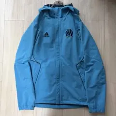 adidas マルセイユ OM ナイロンジャケット フード付き 水色 M ピスケ
