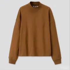 ユニクロ ユー モックネックT 茶 長袖 M トップス ロンT カットソー