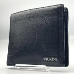 PRADA プラダ クロコ型押し 二つ折り財布 ブラック 三角ロゴ - メルカリ