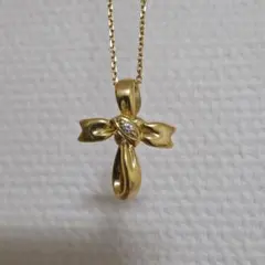 ミキモト MIKIMOTO K18 ダイヤモンド ネックレス リボン 十字架のサムネイル