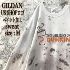 IS426 US古着ギルダンドーナツショップダンキンロゴペイント加工スウェット