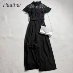 美品✨ヘザー/オケージョンオールインワン/デコルテレース/結婚式/ブラック/Sのサムネイル