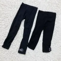 女の子 レギンス 130 2枚セット 黒 リボン ロゴ スパッツ 子供服