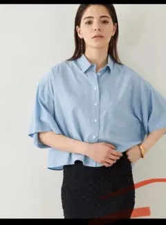 水色 半袖 シャツ ショート丈 whim gazette フリーサイズのサムネイル