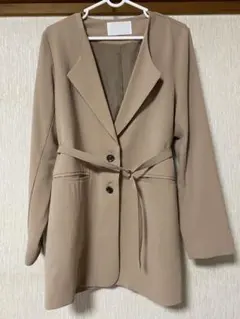 11／15限定価格❗️ベージュ テーラードジャケット ウエストベルト付き