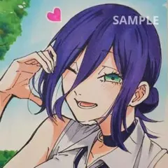 アナログ 手描き　イラスト 色紙 ファンアート レゼ　コピック