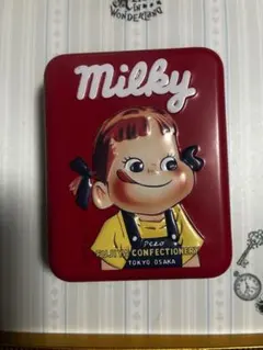 【レトロ】不二家 昭和デザイン　復刻ミルキー缶 ペコちゃん 小物入れ 空き缶のサムネイル