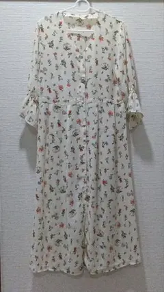 花柄フレアスリーブロングワンピース