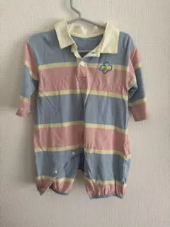 ベビー ロンパース カバーオール ボーダー 花柄刺繍 マルチカラー　BREEZE