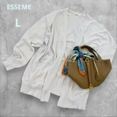 エシーム カーディガン 長袖 グレーホワイト XL