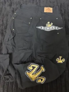 【希少】XLARGE クラウンロゴ 刺繍 ダブルニー ペインターパンツ 黒 32