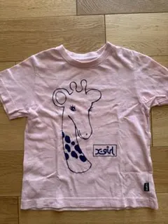 X-girl Stagesキリン柄 Tシャツ ピンクのサムネイル
