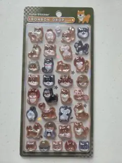 ボンボンドロップシール 和柄 柴犬