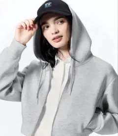 GU ジーユー　ダブルフェイスフルジップパーカー グレー　【Mサイズ】