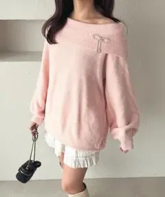 apres jour オフショルシャギーニットチュニック