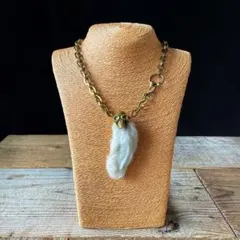 反抗の70's真鍮スカル ラッキーラビットフット 真鍮チェーン 首周り51cm