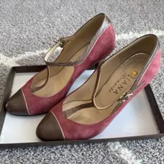 ANNA 赤茶色 スエード レザー ハイヒール