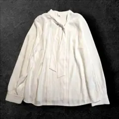 INDIVI 24AW【洗える／シアー】ストライプ柄ボウタイブラウス