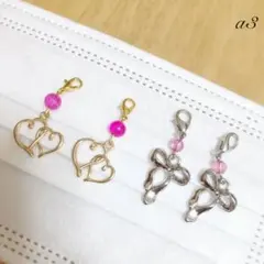 チャームa3 ハート　リボン　4個1セット