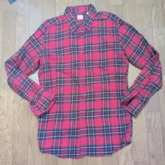 ユニクロ　フランネルシャツ　Lサイズ　レッド
