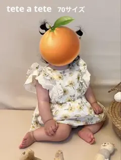 tete a teteひまわり袖レースロンパース　バースデイbirthday