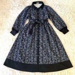 axes femmeアクシーズファム　花柄　レース　飾りボタン付きワンピース